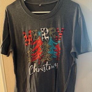 Festive Gray Christmas Graphic Tee